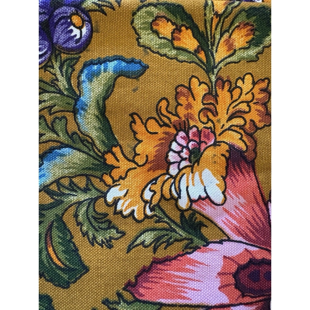 Vintage Retro Fringe Tablecloth‎ 1970 green 44X56 floral colorful!